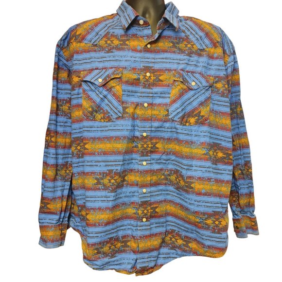 Panhandle Rough Stock Men's Vintage Western Print Long Sleeve Shirt XL - Picture 1 of 5